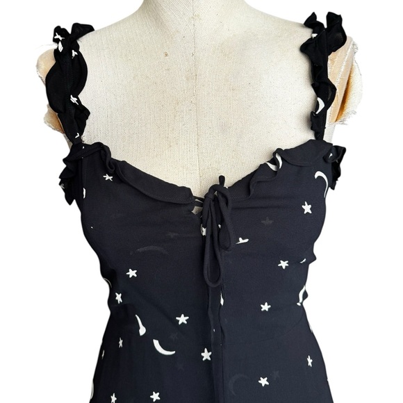 Rare Reformation Armadillo Mini Dress in Estrella Star Moon Print Black Size: 2 - Picture 7 of 10